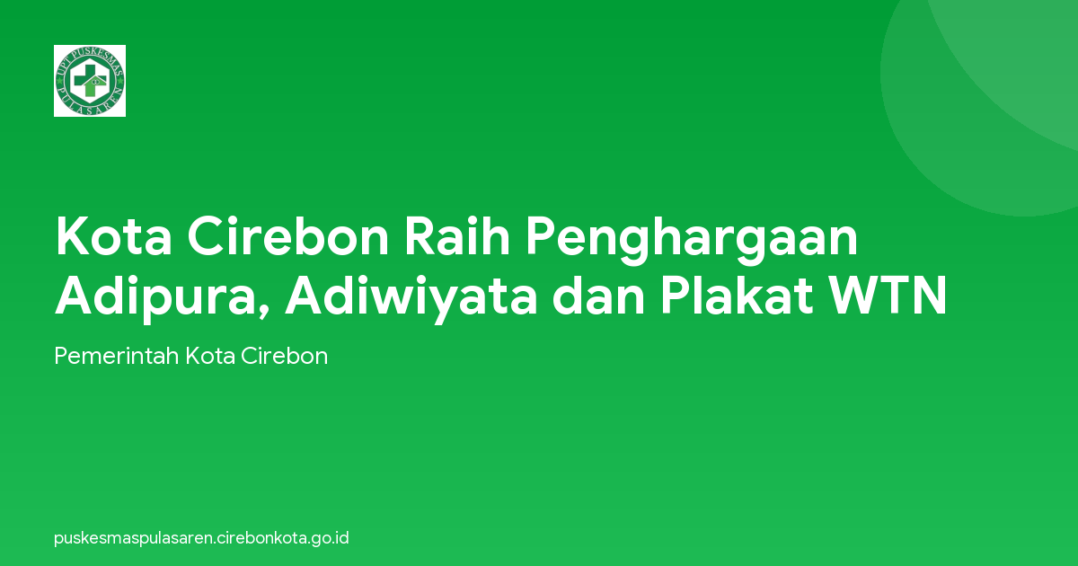 Kota Cirebon Raih Penghargaan Adipura, Adiwiyata dan Plakat WTN