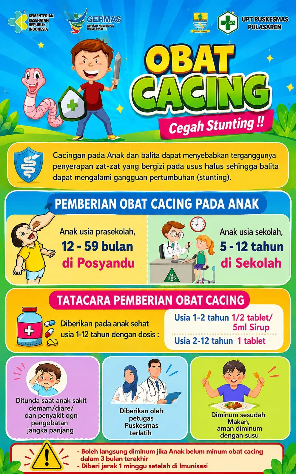 Bulan September, Waktunya Anak Mendapatkan Obat Cacing di Posyandu